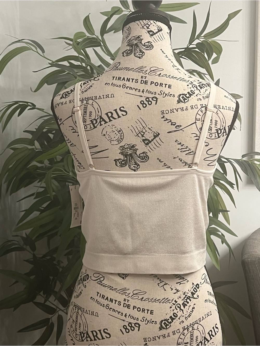 Primark Cream Ribbed Cropped Tank Top - Picture 6 of 9